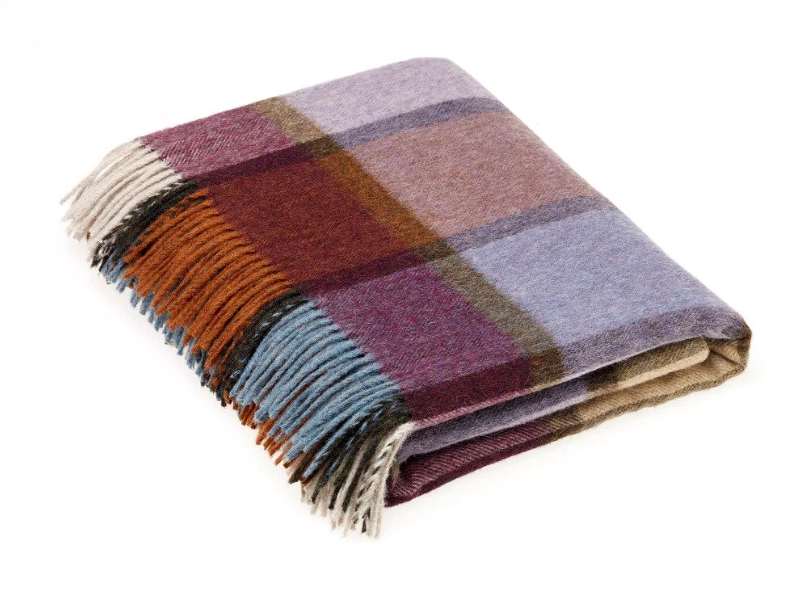 Bronte by Moon Patley Damson Check Merino Lambswool Throw 