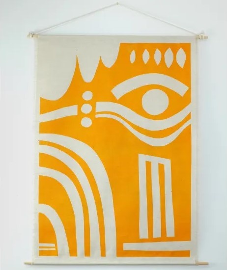 Claire Cartwright 'I See You' Linen Wall Hanging - Golden Yellow