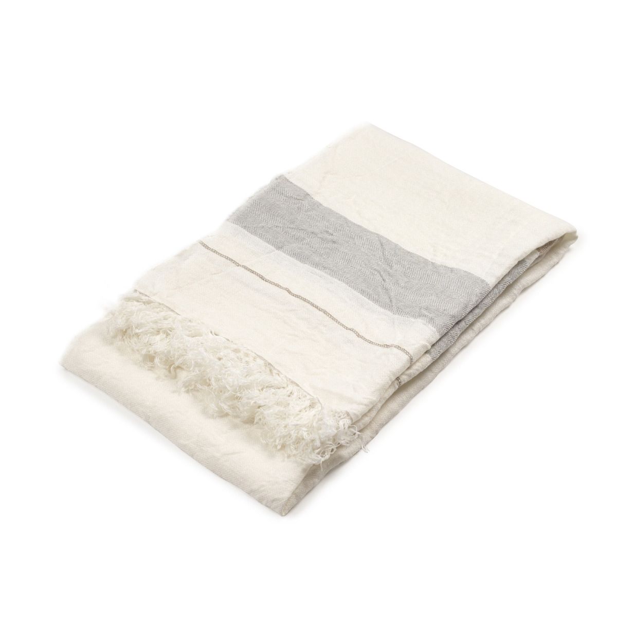 THE BROWNHOUSE INTERIORS LIBECO-LINEN  BELGIAN TOWEL OYSTER-STRIPE