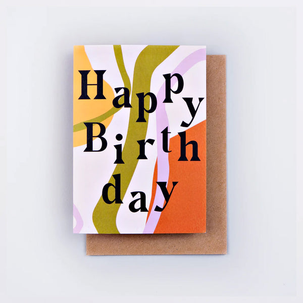 Happy Birthday Swirl Greetings Card