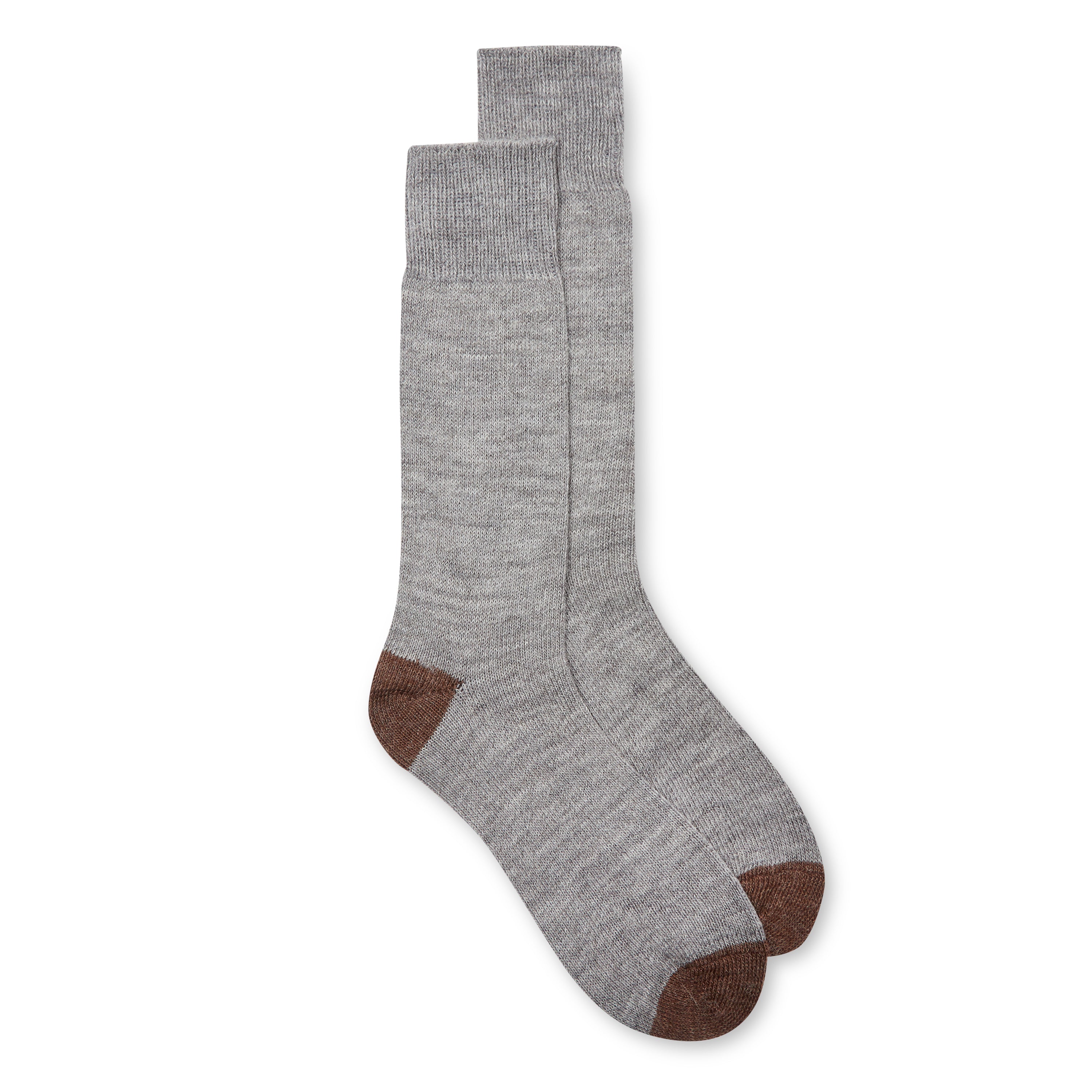 Alpaca Socks - Light Grey & Brown