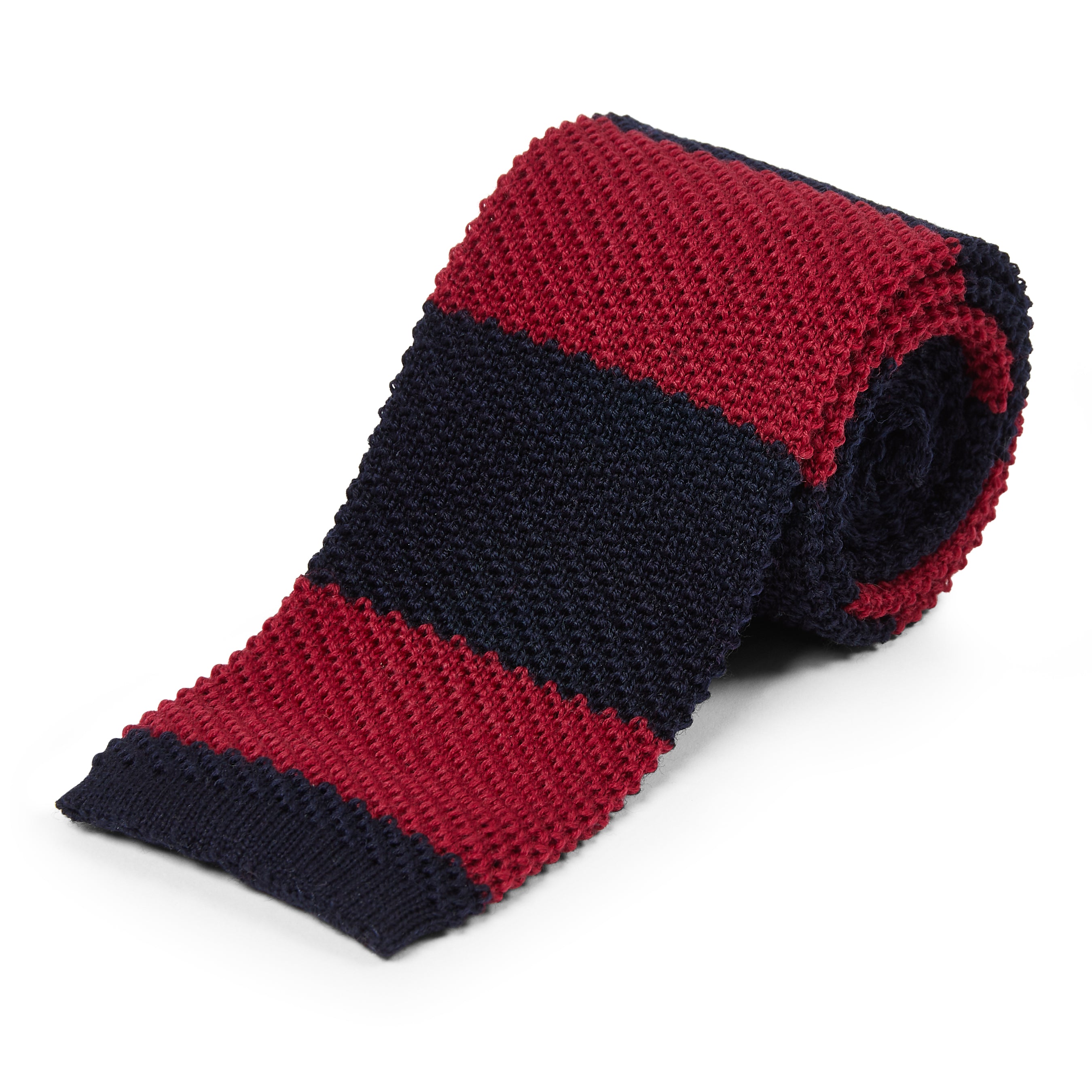 Burrows & Hare  Knitted Tie - Stripe Red/black