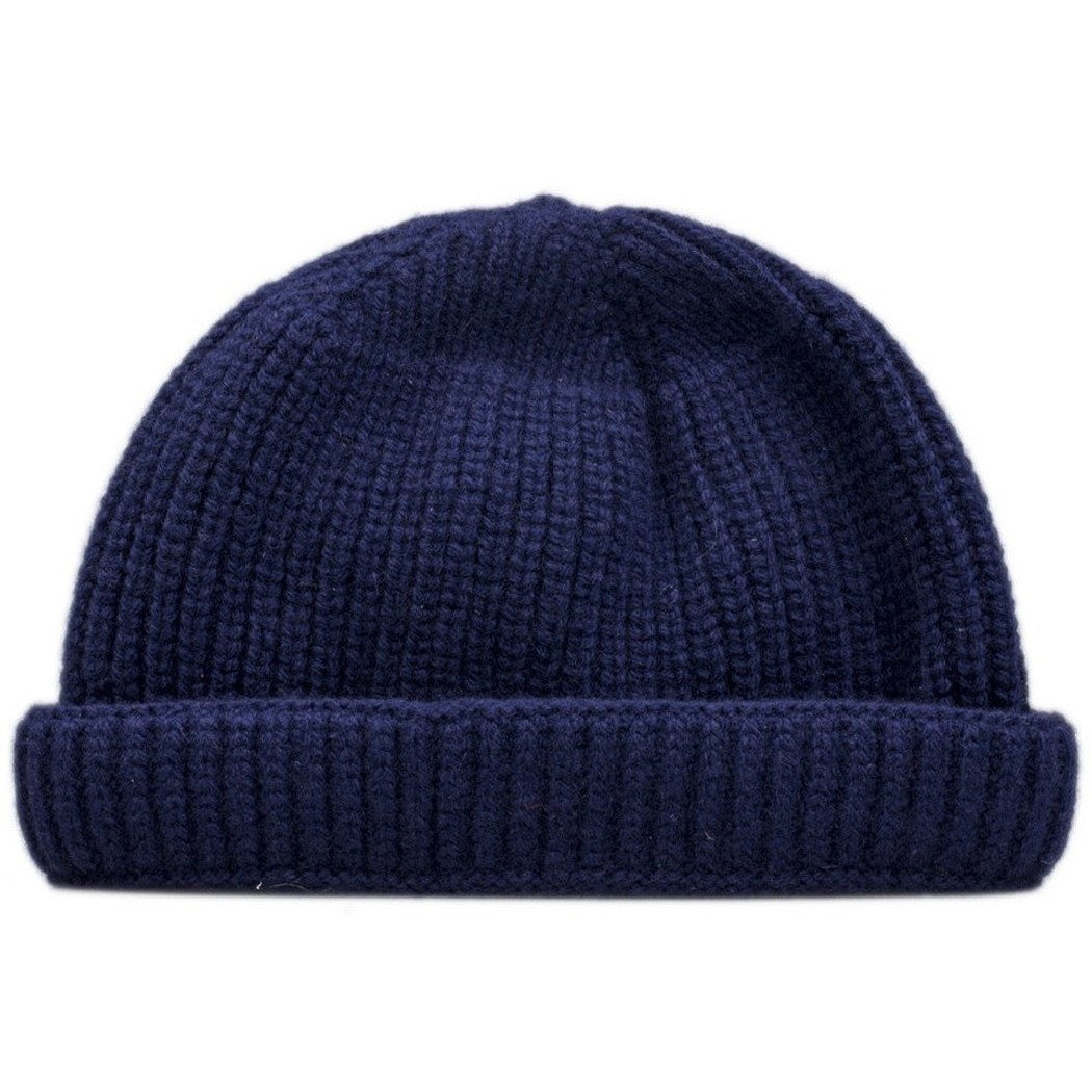 Burrows & Hare  Lambswool Beanie Hat - Navy
