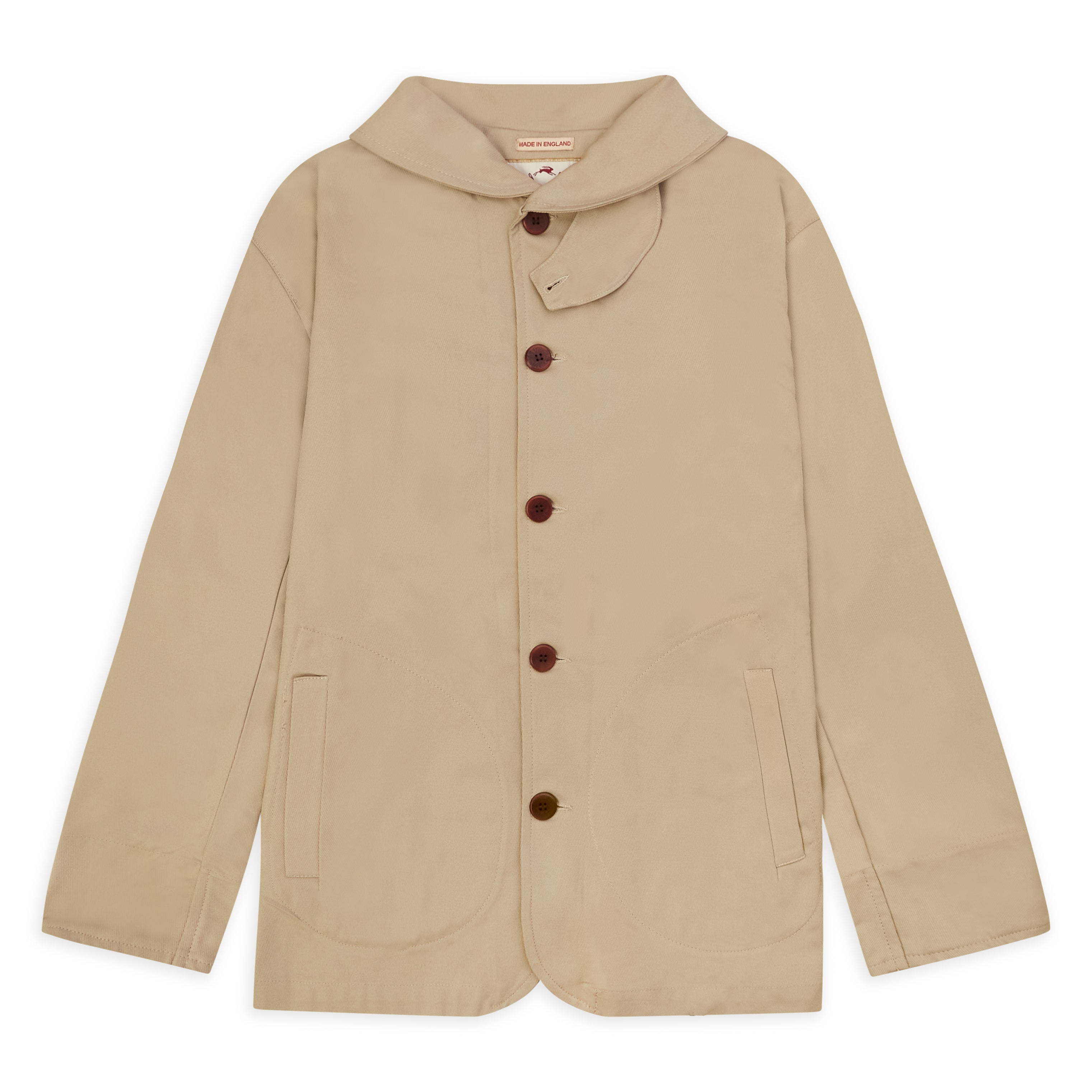 Twill Shawl Collar Jacket - Beige