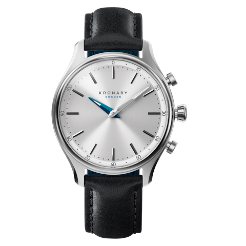 Kronaby Sekel 38 Mm Hybrid Smartwatch Silver Black Leather