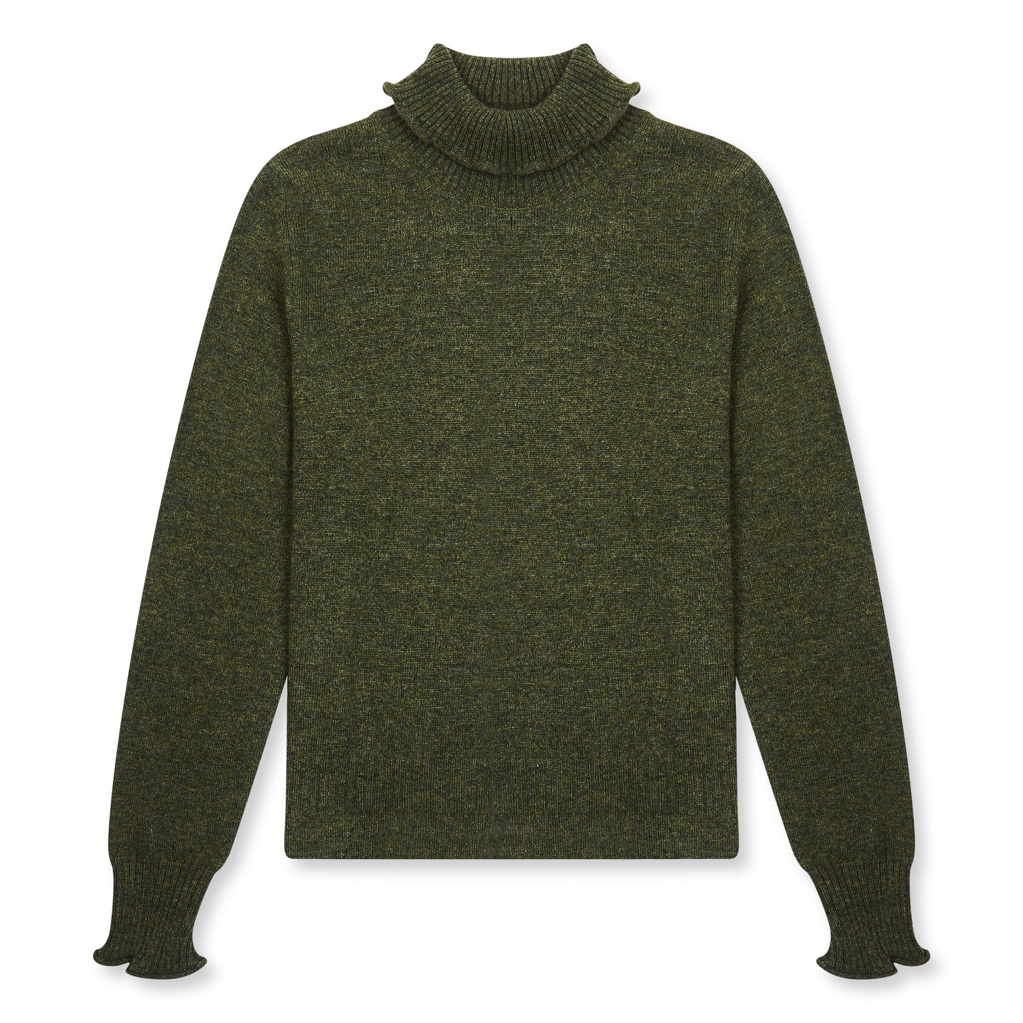 Burrows  &  Hare Women’s Olive Green Roll Neck Jumper 