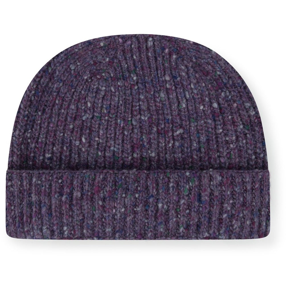 Burrows & Hare  Purple Merino Donegal Wool Beanie Hat
