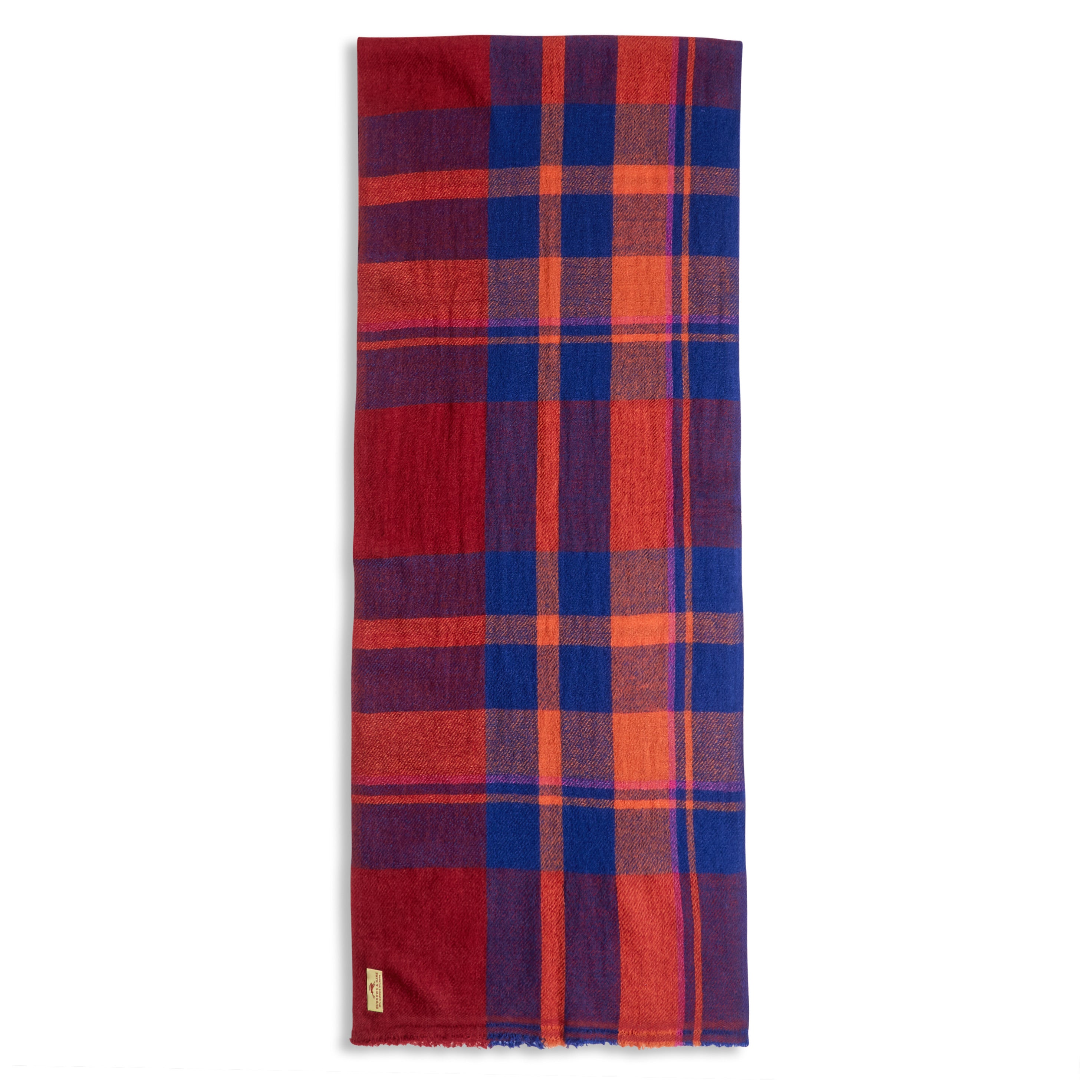Burrows & Hare  Cashmere and Merino Wool Scarf - Tartan Red