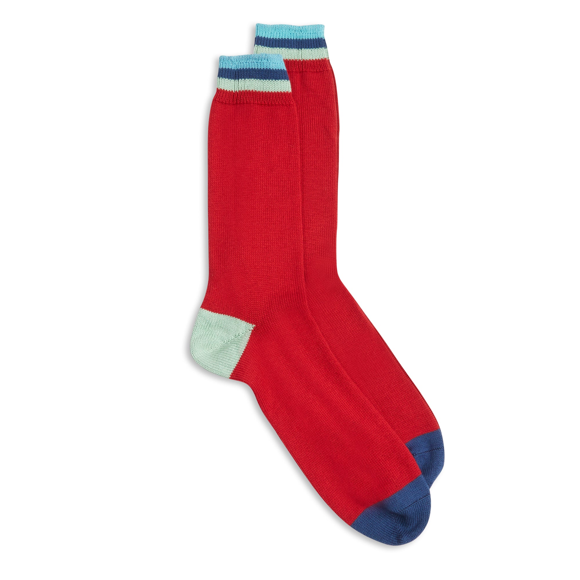 Burrows & Hare  Stripe Cuff Socks - Red
