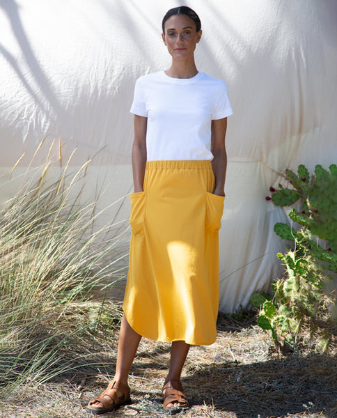 Ss23 Allegra Organic Cotton Skirt In Ochre