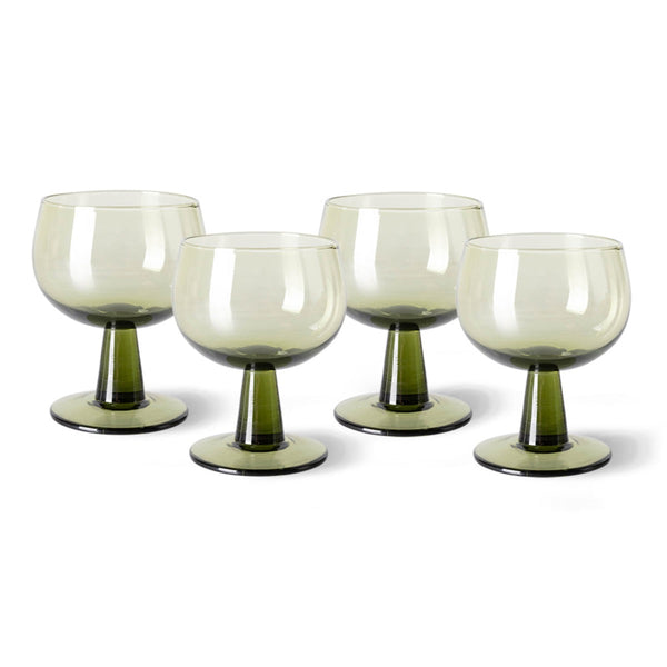 HK Living Wine Glass Low | Olive Green | Set of 4