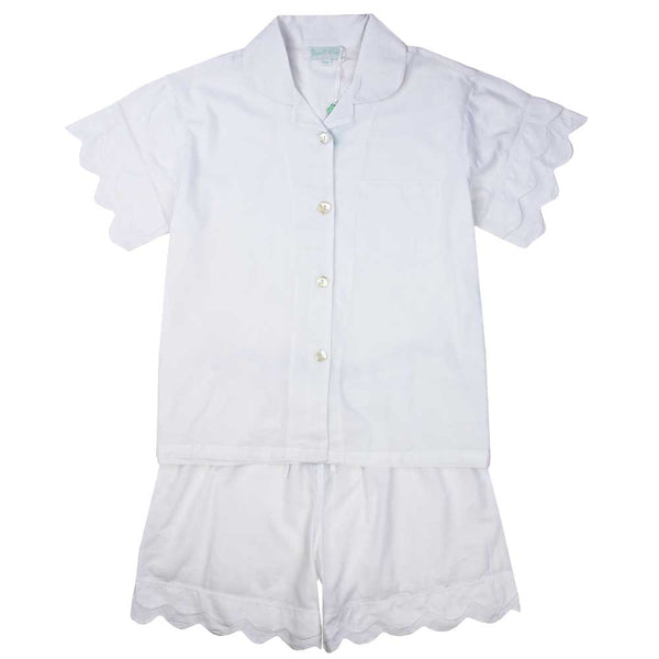 Scallop Short Sleeve Pyjamas - White