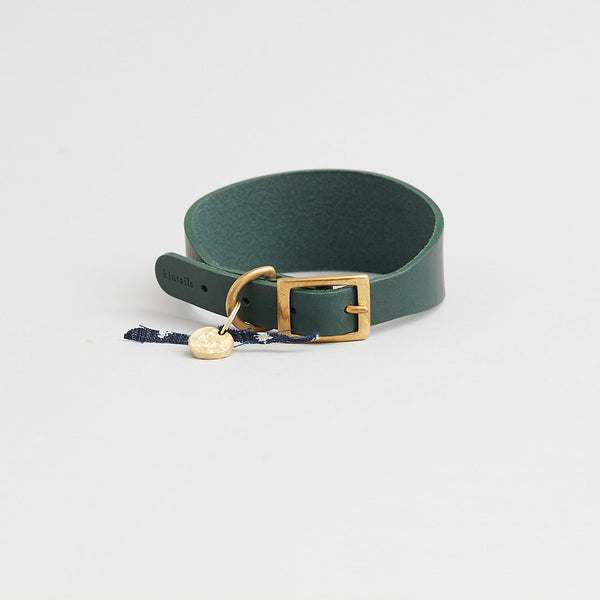 Kintails Small Green Leather  Sighthound Dog Collar