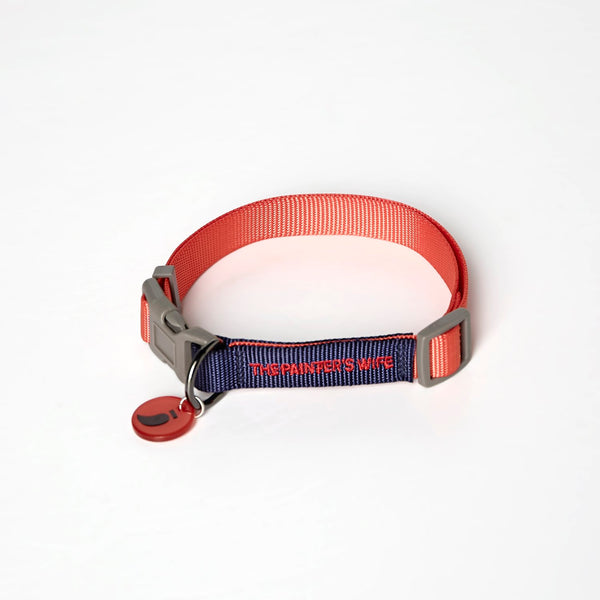 The Painter's Wife Sonia Dog Collar In Vermillion & Navy