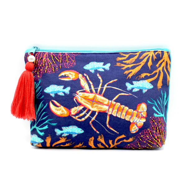 Coral Lobster Make Up Bag