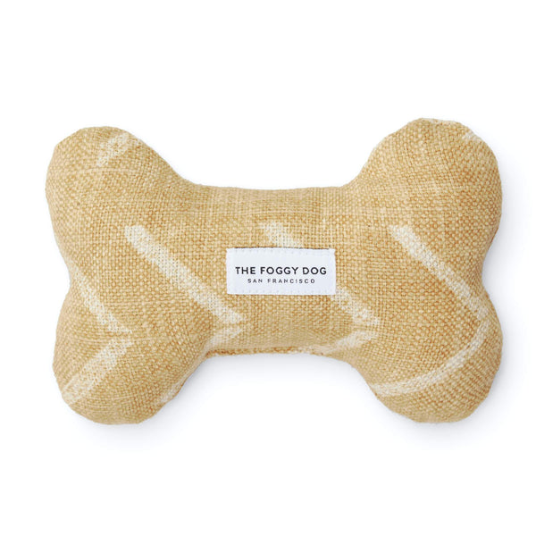 Ochre Mud Cloth Dog Bone Squeaky Toy By