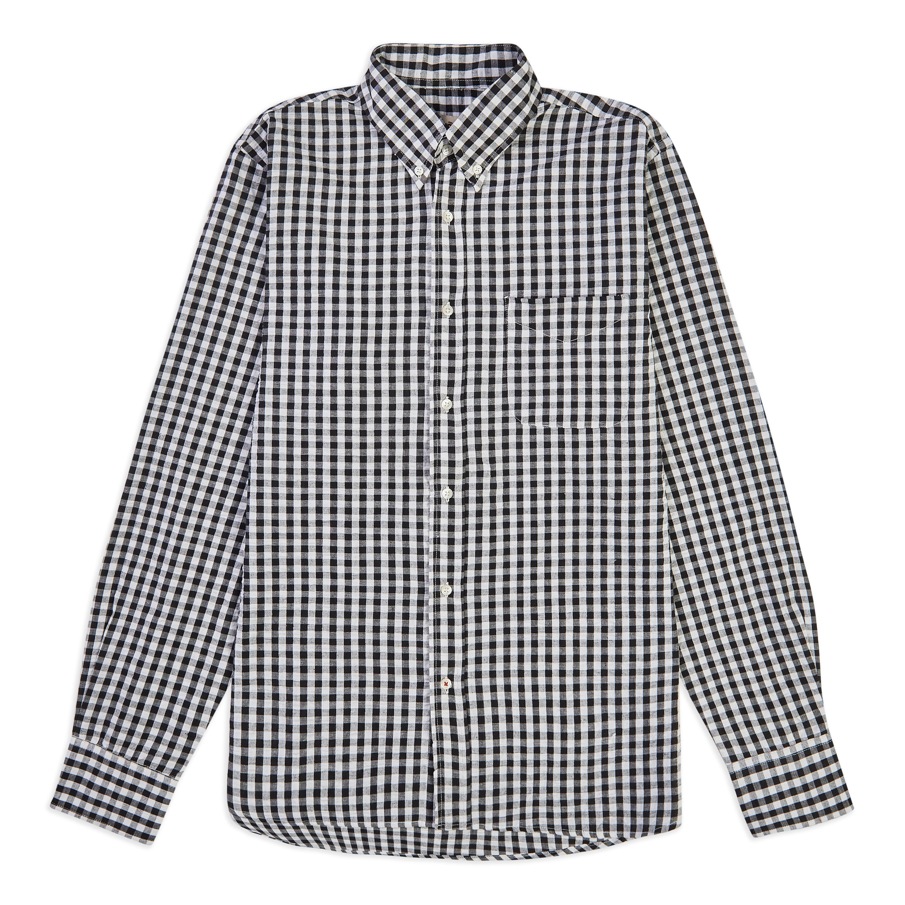 Gingham Button Down Shirt - Black