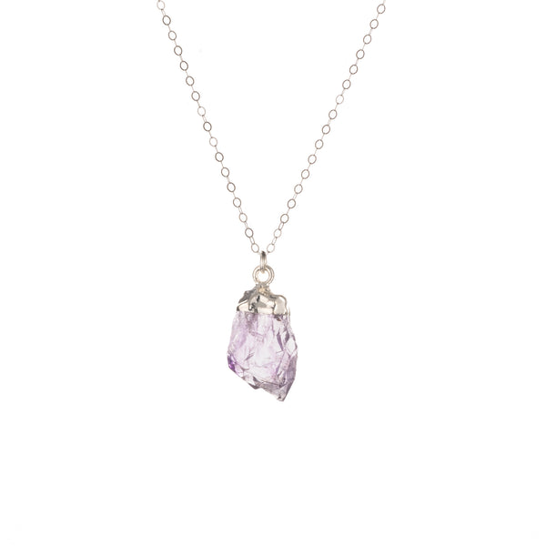 Bless Stories Raw Amethyst Necklace I Silver 18"