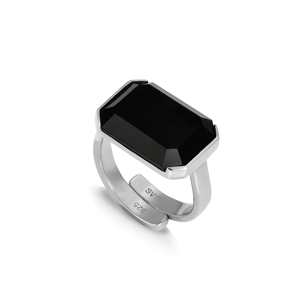 SVP Jewellery Fortuna Black Quartz Adjustable Ring