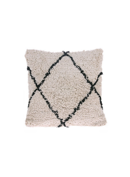 Cotton Diamond Cushion In Cream/black From