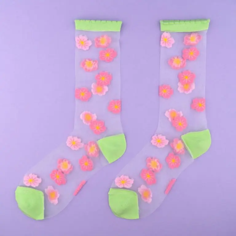 Transparent socks with Sakura patterns