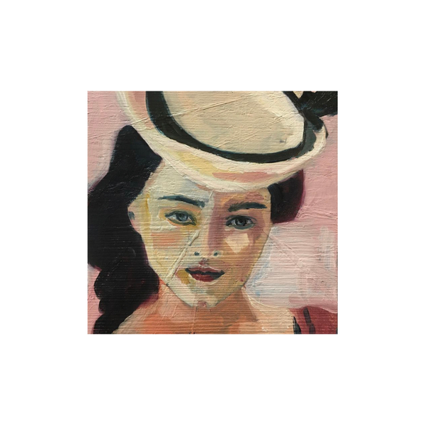 Bernie Clarkson 'girl In A Hat' Oil Painting By