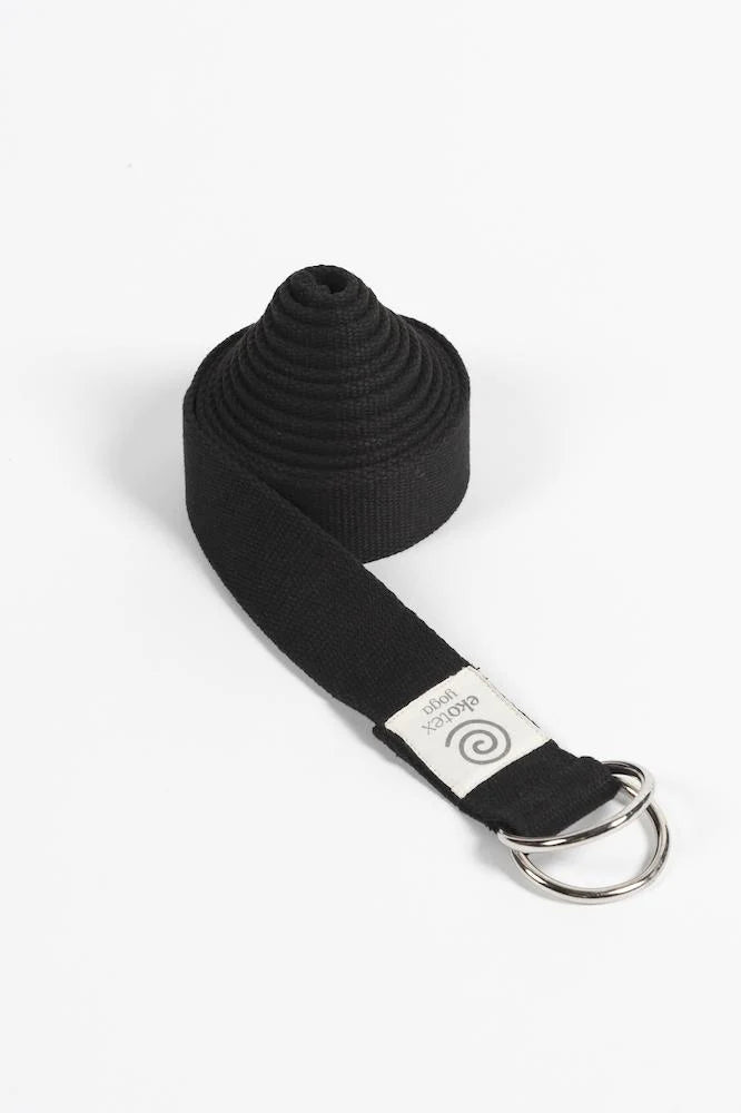 Black Organic Cotton Yoga Strap