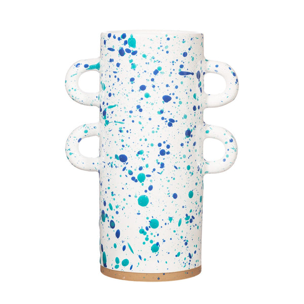 | Splatterware Large Vase | Turquoise And Blue