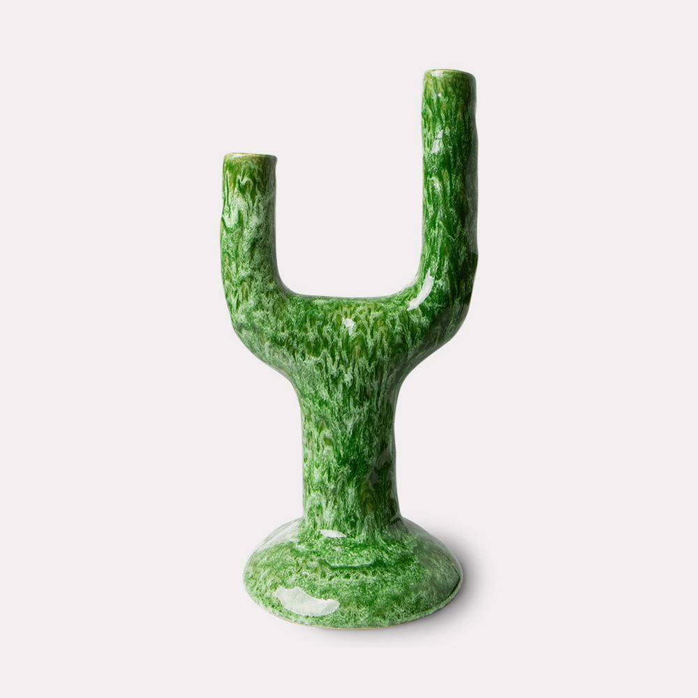 The Emeralds Large Green Ceramic Candle Holder