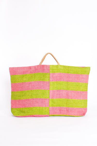 Maison Bengal Arddun Exclusive – Extra Large Jute Hold-all – Pink/green