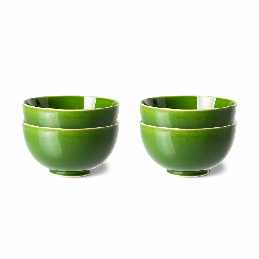 HK Living The emeralds: ceramic dessert bowl, green (set of 4)