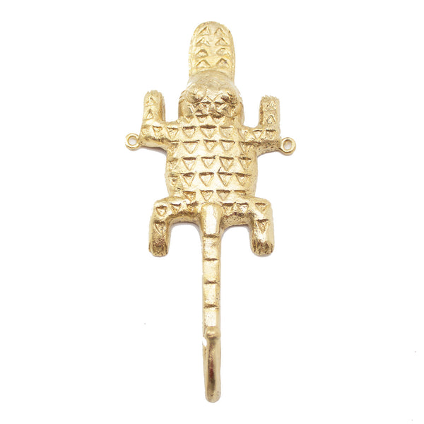 Ghanaian Ashanti Brass Hook 'Crocodile Mask&#x27