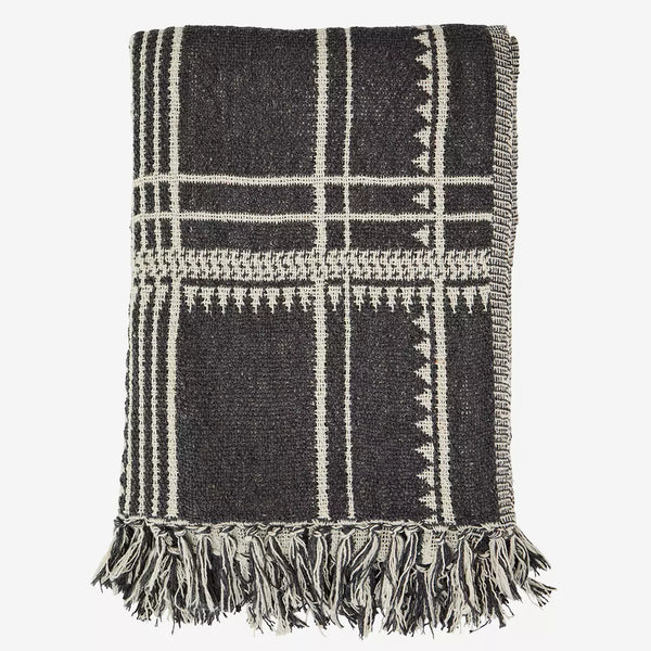 Madam Stoltz Woven Throw with Fringes