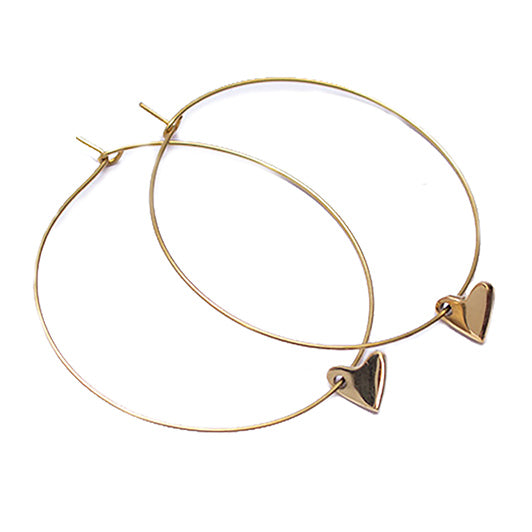 Heart Large Charm Hoop Earrings