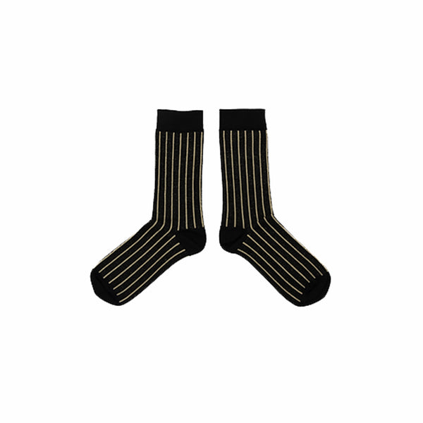 Monk And Anna • Black Socks With Gold Lines