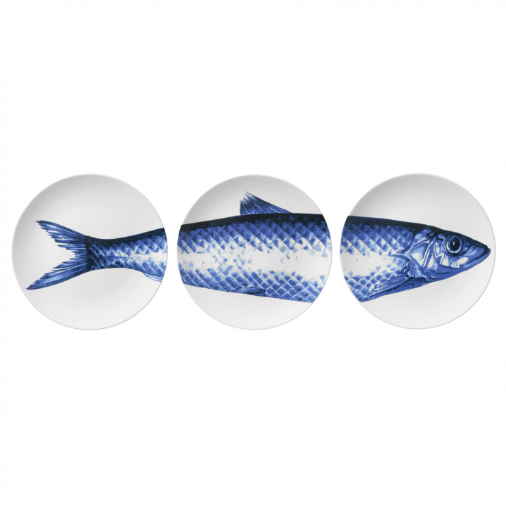 Heinen Delfts Blauw Wall Plates Fish set of 3