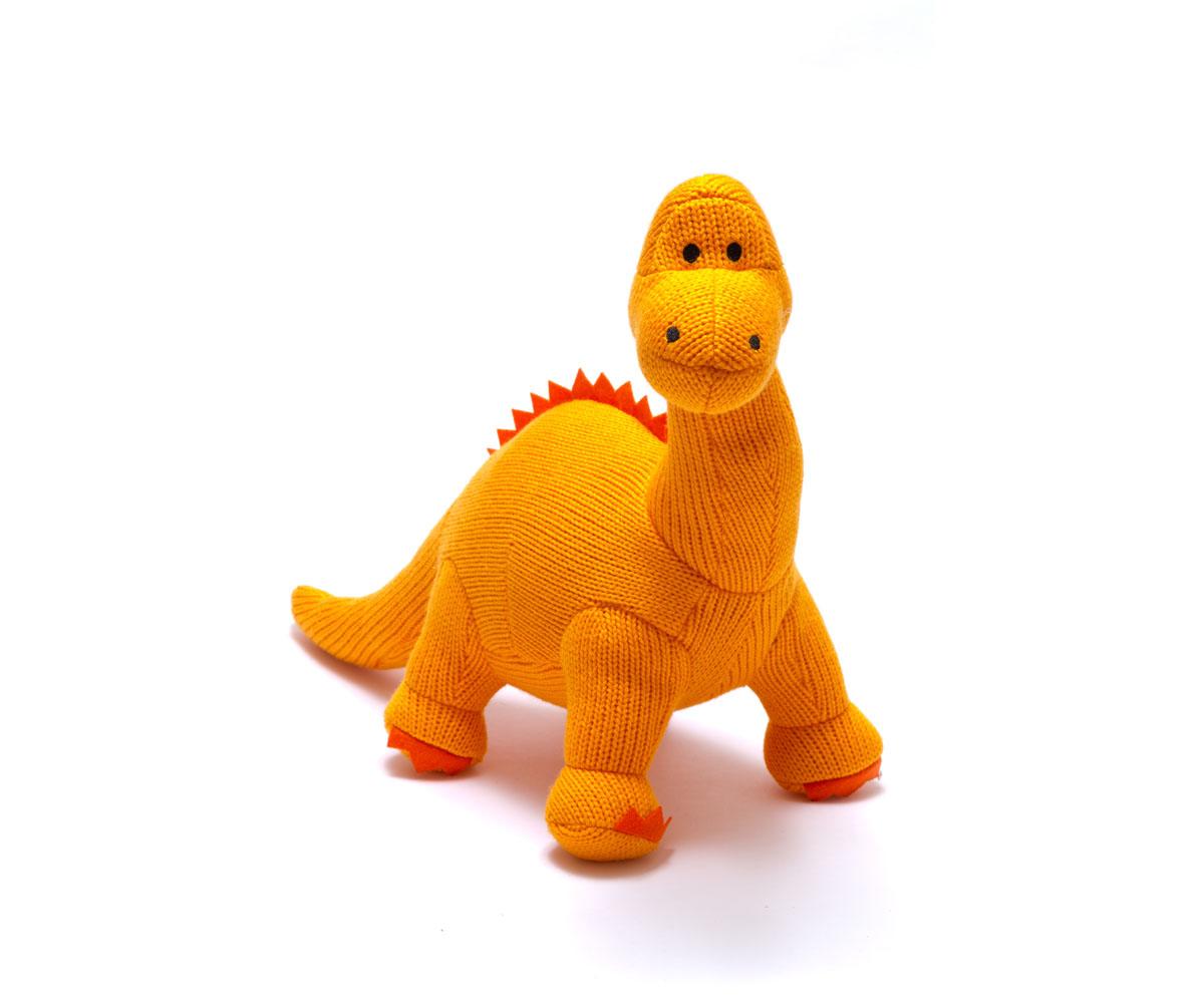 Best Years Knitted Large Orange Diplodocus Dinosaur Soft Toy