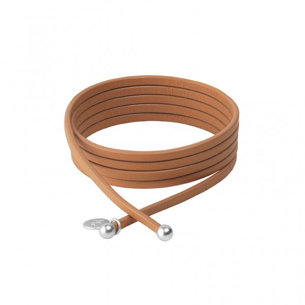 Sence Connection Bracelet In Cognac Leather With Silver Plated Brass