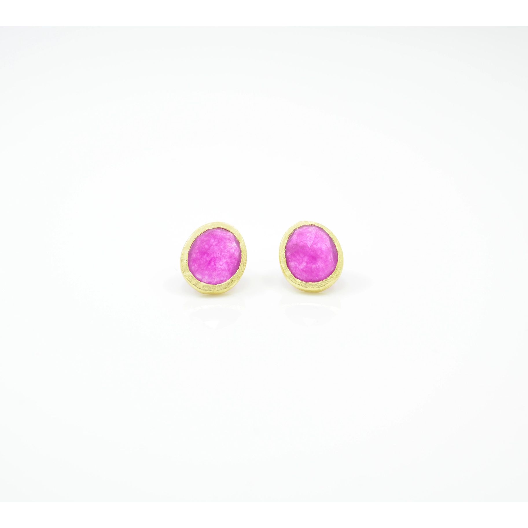 Schmuckoo 18k Gold Plated Brass Ear Pins Pink Jade