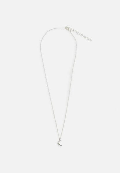 EL PUENTE Delicate Necklace With Half-moon Pendant // Silver