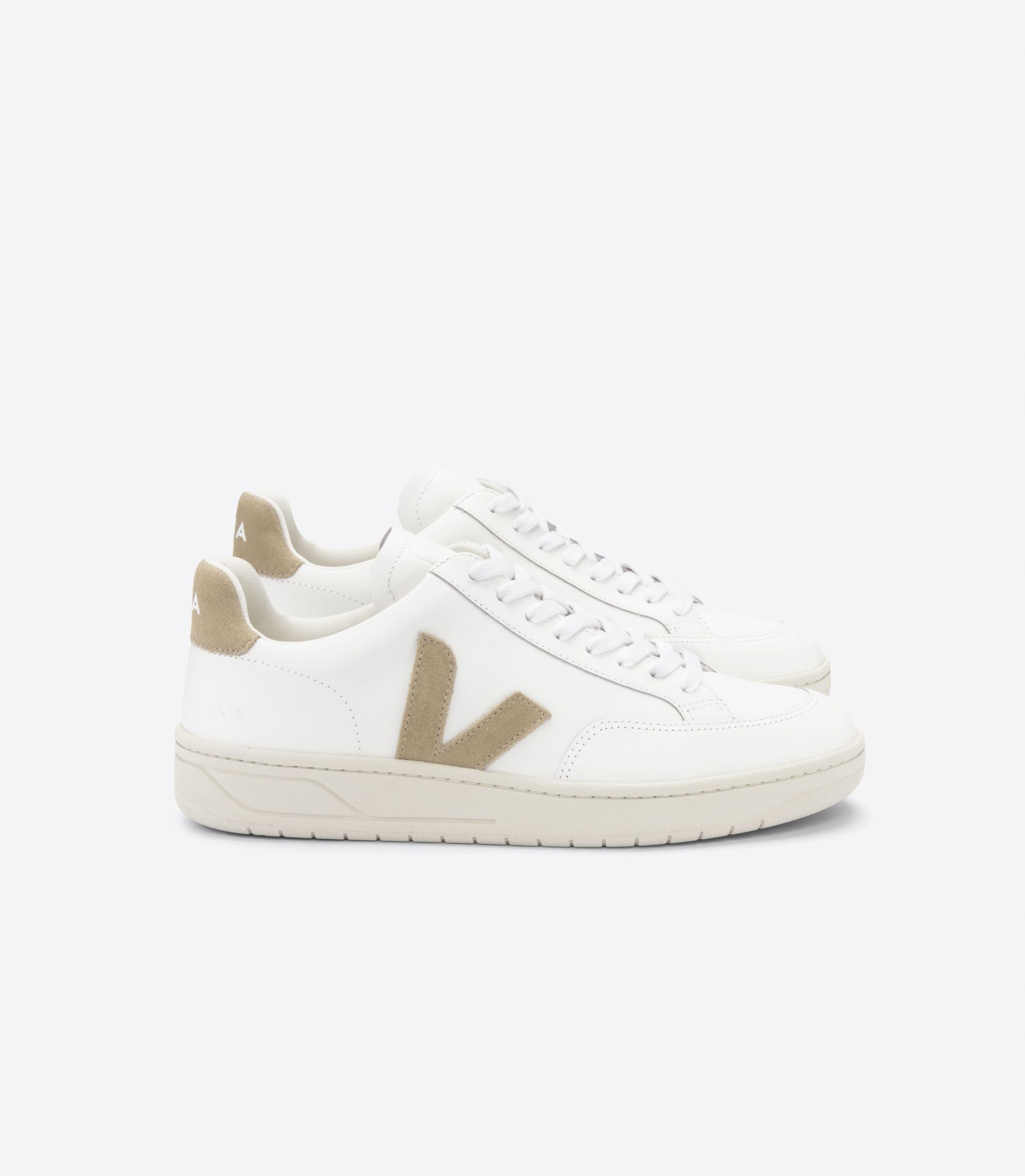 Veja White and Dune Leather V 12 Shoes