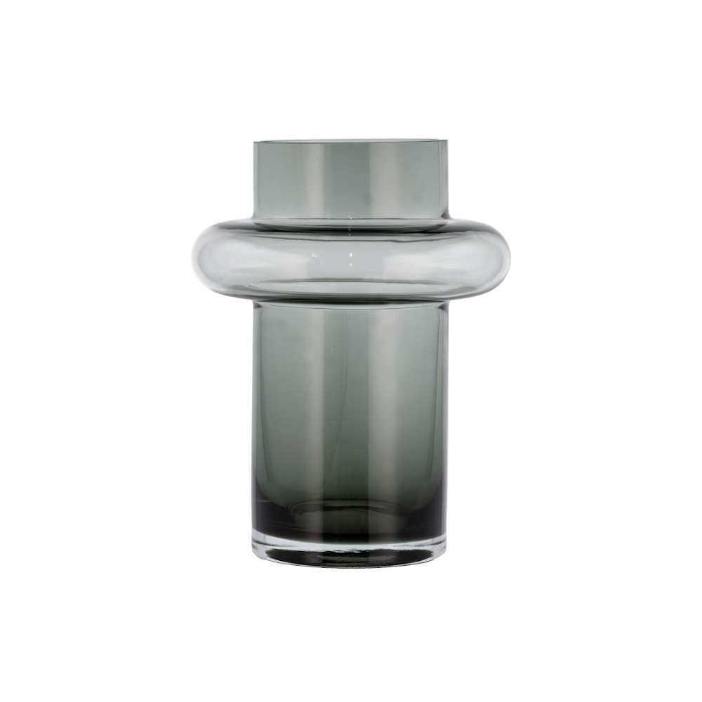 LYNGBY GLASS Lyngby Mouthblown Glass Vase Tube Shape 20 Cm Tall In Smoke Grey