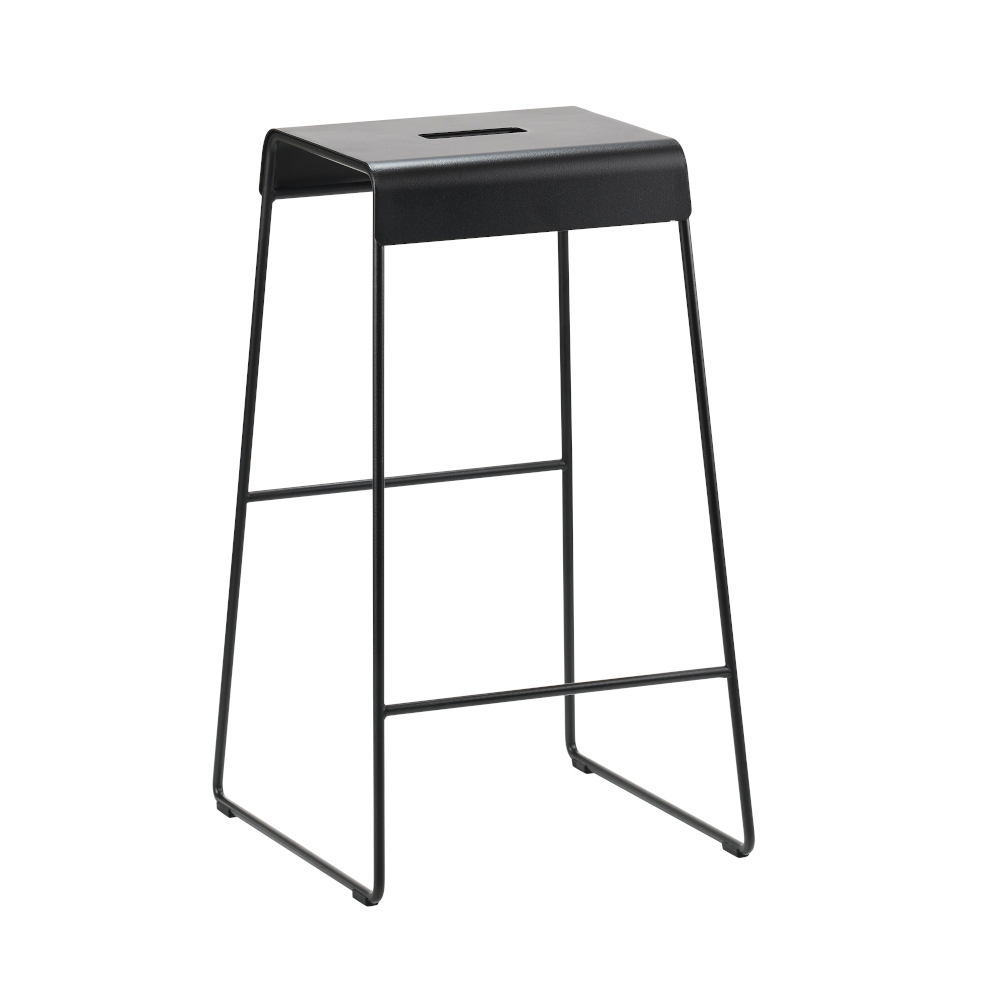 Zone A-stool Metal Frame & Seat Bar Stool Height 65cm In Black