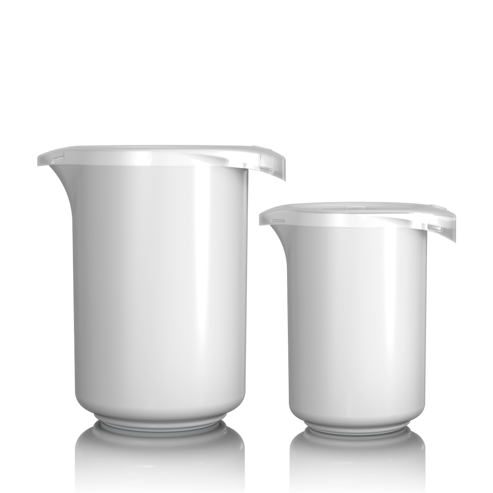 Rosti Mixing Jug Set 500ml & 1l Sizes With Lids In White