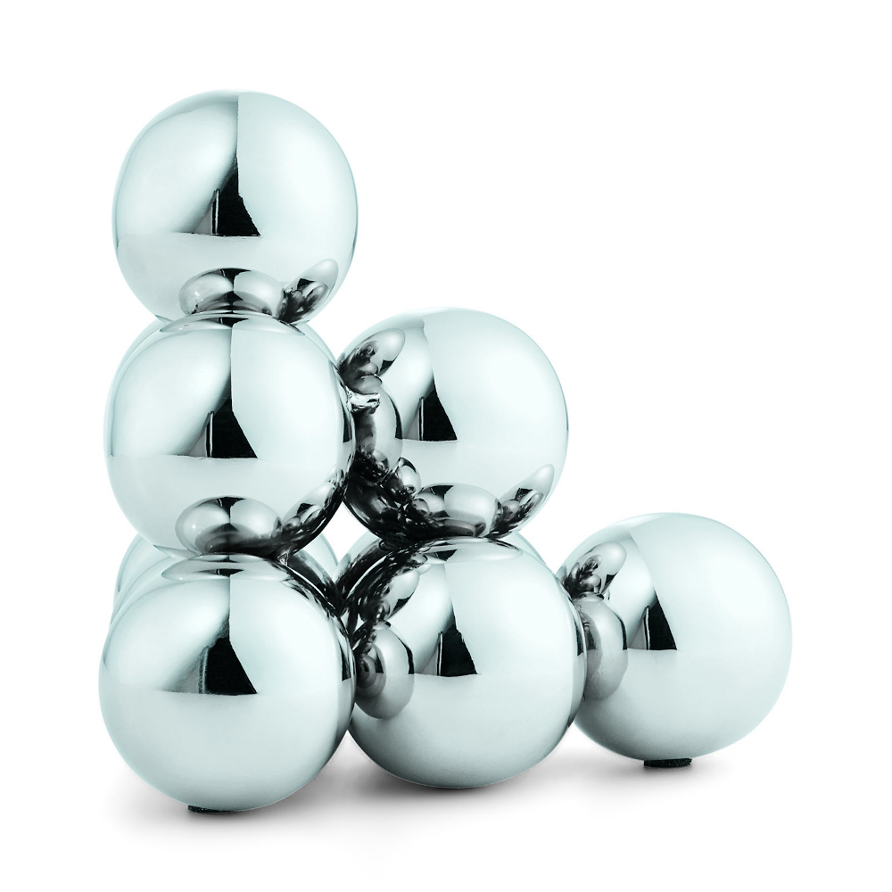 Philippi Philippi Bubbles Single Bookend In Polished Stainless Steel With 10 Balls