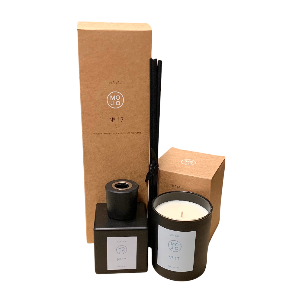 Mojo Sea Salt Fragrance Scented Soy Wax Candle & Room Diffuser Set