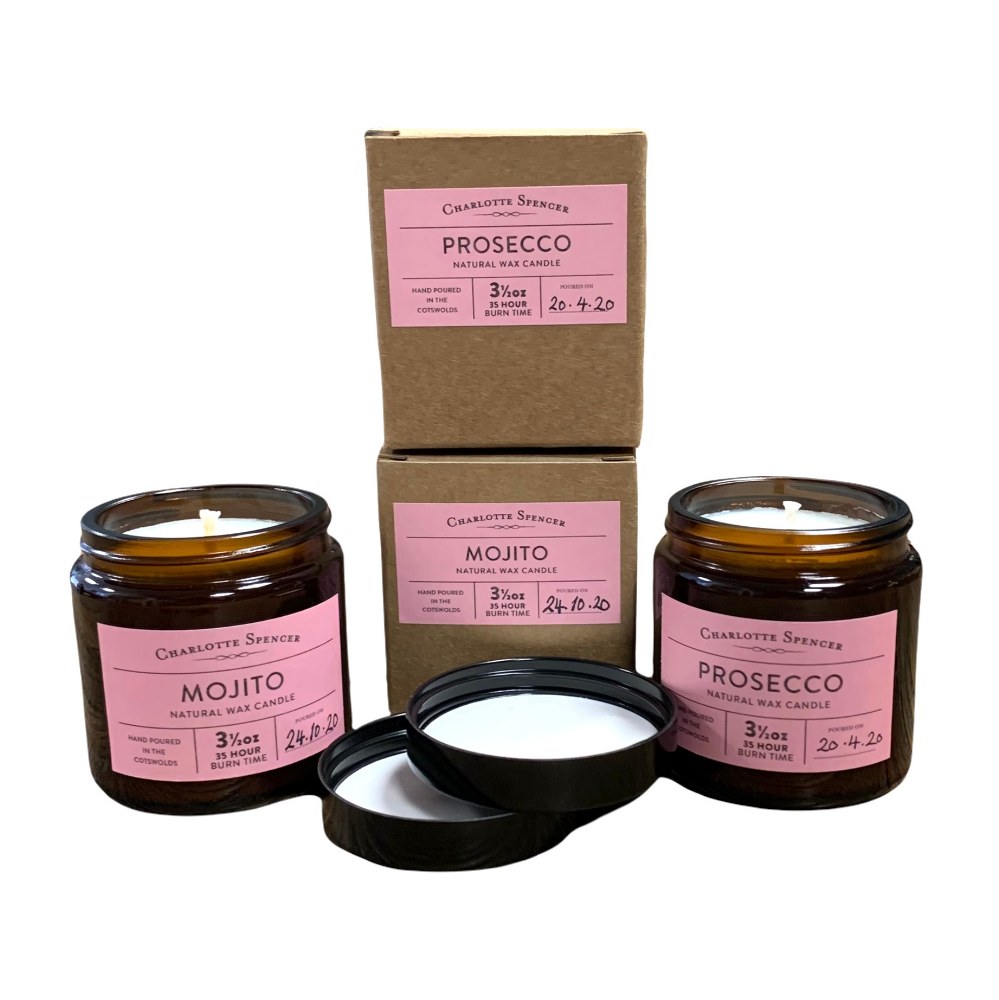 Candle Set Mojito + Prosecco Scents Natural Wax 35 Hrs Burn Time