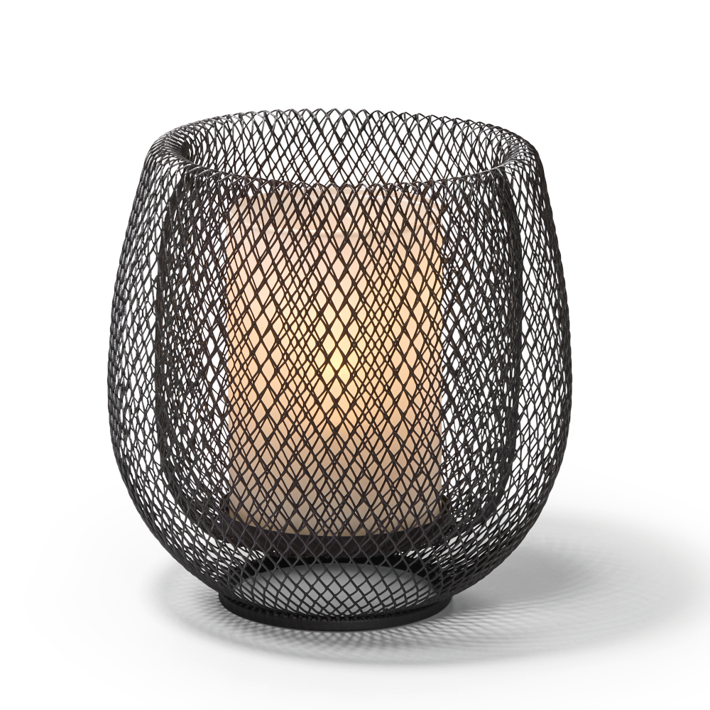 Philippi Mesh Lantern With Frosted Glass Tube Cylinder