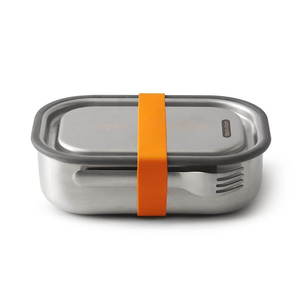 Black + Blum Black-blum Lunch Box In Stainless Steel With Silicone Strap Large 1.0l (34fl Oz) - Orange