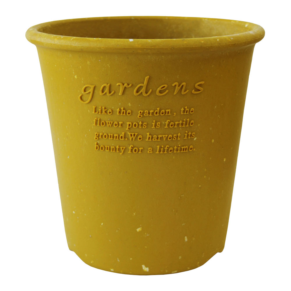 Hachiman Garden Flower Pot Round Style No6 Mustard Eco Recycled Paper Mix 2.7l D185mm